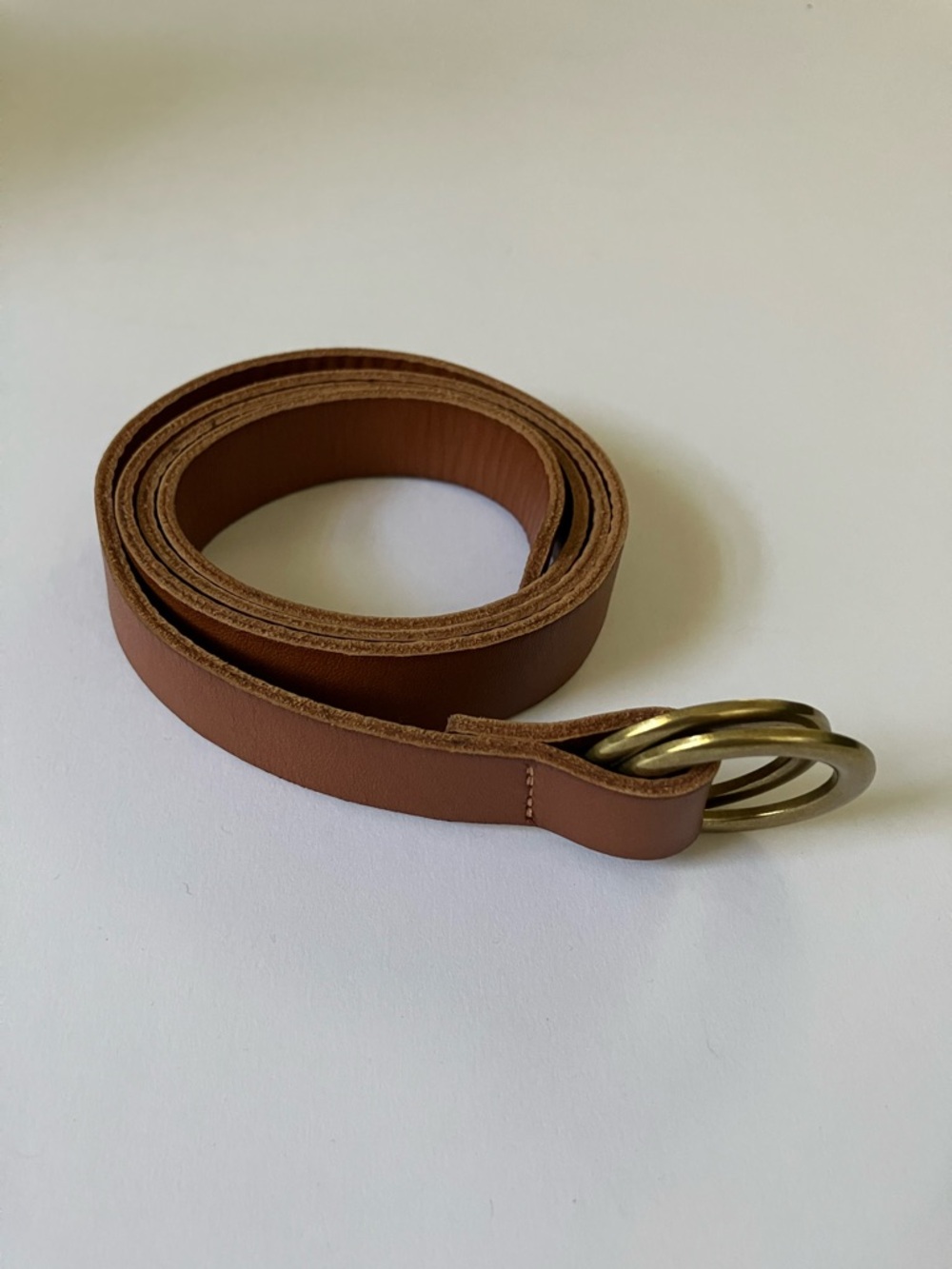 Tan Leather Double-Ring Belt